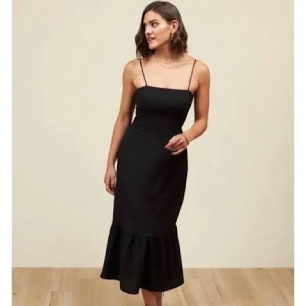 Park & Fifth Navy Singer Dress ruffle bottom wedding guest dress